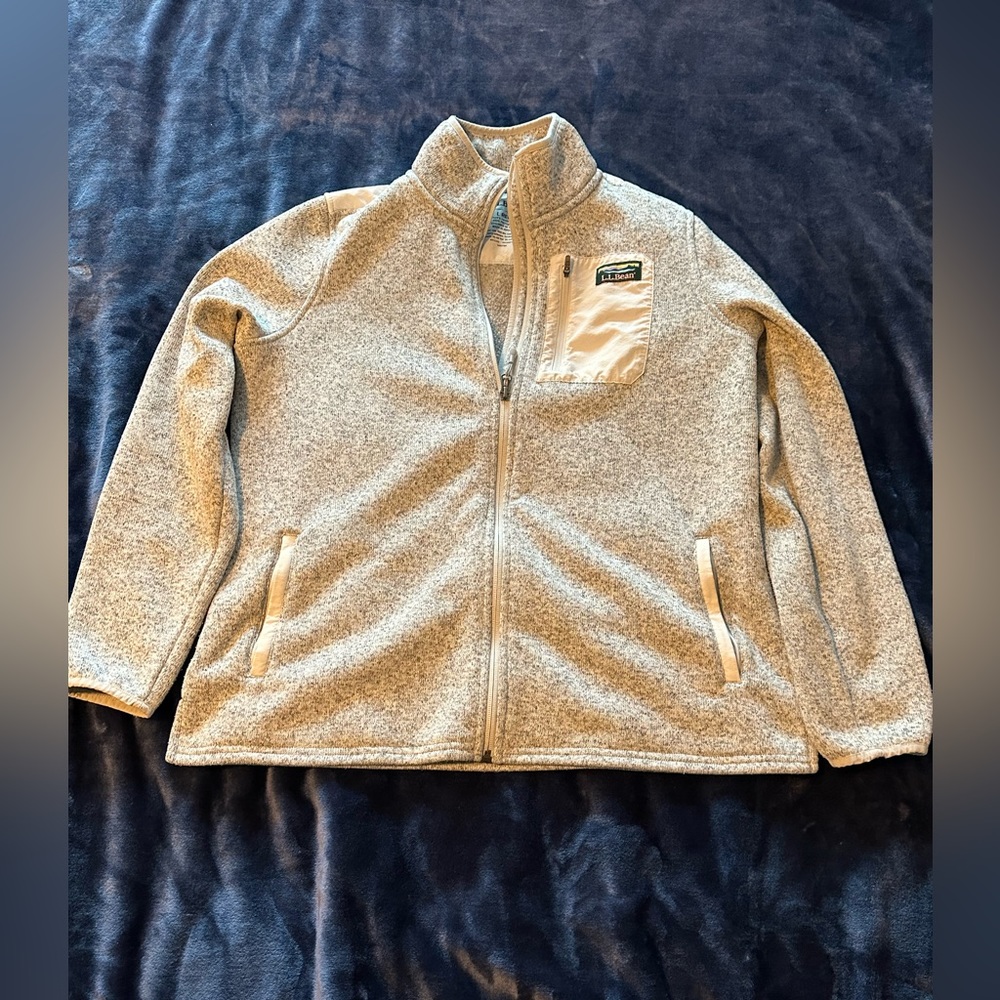 LLBean Women's Sweater Jacket Full Zip -Size Large Pewter